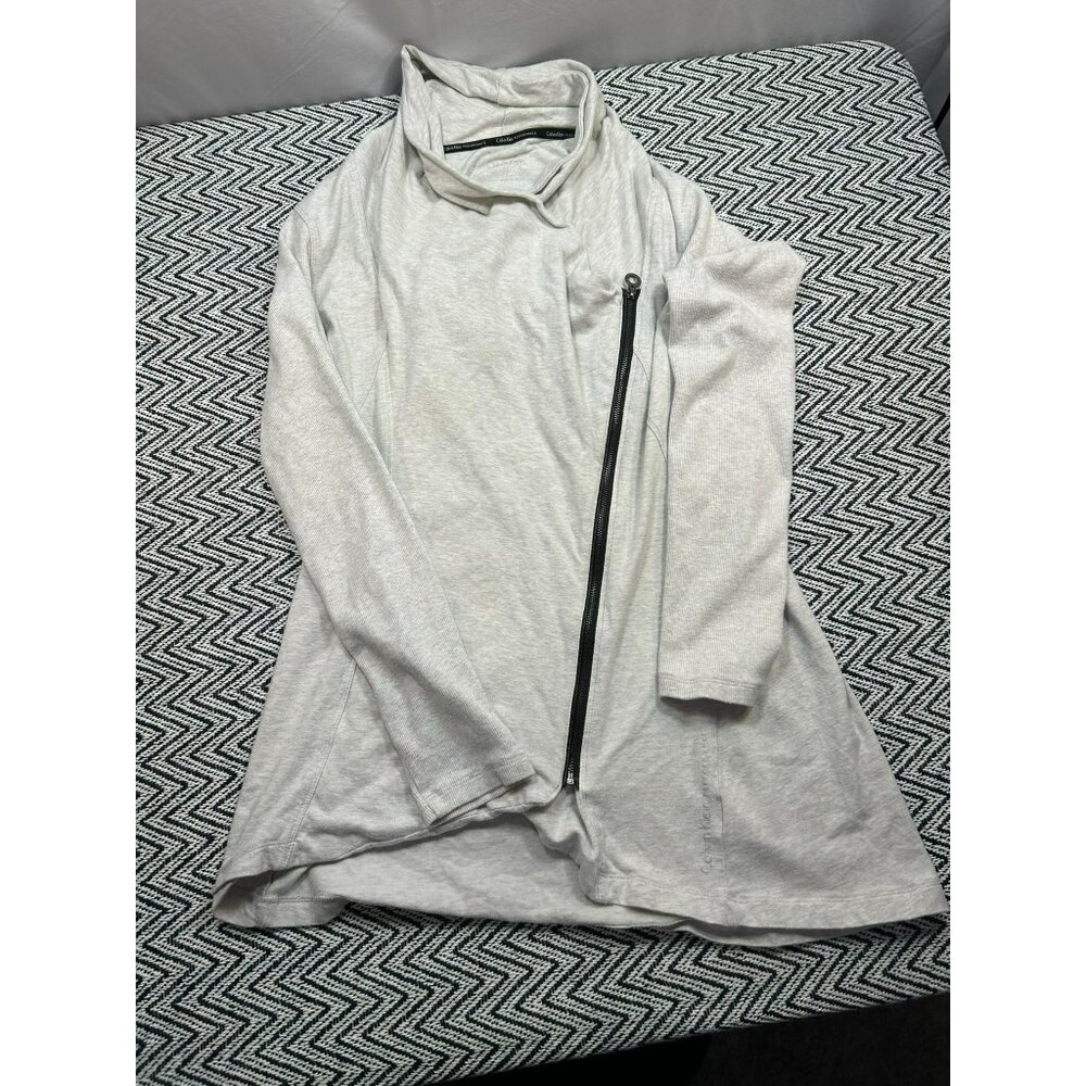 Calvin Klein Performance Gray Long-Sleeve Asymmetrical Zip Sweatshirt Women's M